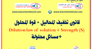 قانون التخفيف للمحاليل Dilution Law + قوة المحلول (Strength (S
