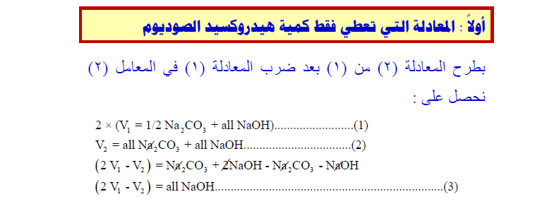 تجربة تعيين تركيز كل من كربونات الصوديوم (Na2CO3) وهيدروكسيد الصوديوم(NaOH) في مخلوط منهما باستخدام حمض الهيدروكلوريك القياسي (HCl)