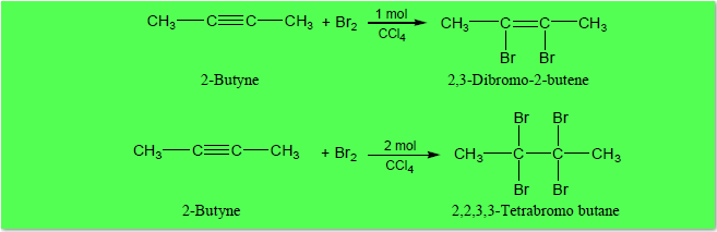 تفاعلات الألكاينات - الخواص الفيزيائية والكيميائية للألكاينات