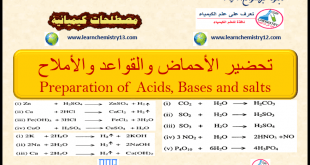 تحضير الأحماض والقواعد والأملاح  Preparation of acids, bases and salts