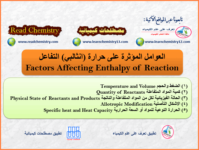 العوامل المؤثرة على حرارة التفاعل Enthalpy of Reaction
