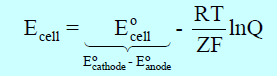 السلسلة الكهروكيميائية : معادلة نيرنست